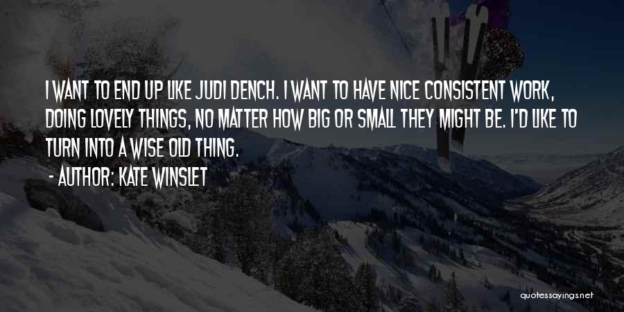 Kate Winslet Quotes: I Want To End Up Like Judi Dench. I Want To Have Nice Consistent Work, Doing Lovely Things, No Matter