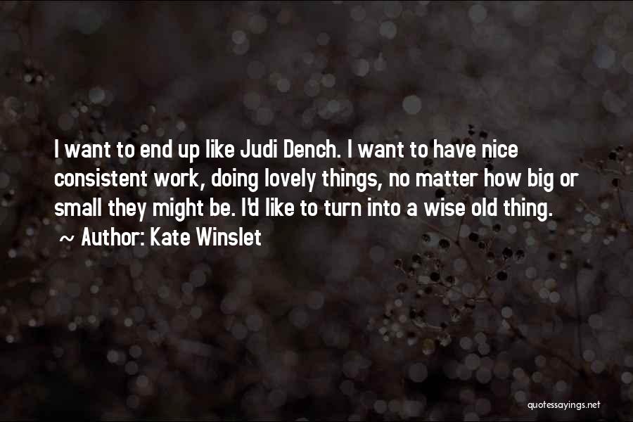 Kate Winslet Quotes: I Want To End Up Like Judi Dench. I Want To Have Nice Consistent Work, Doing Lovely Things, No Matter