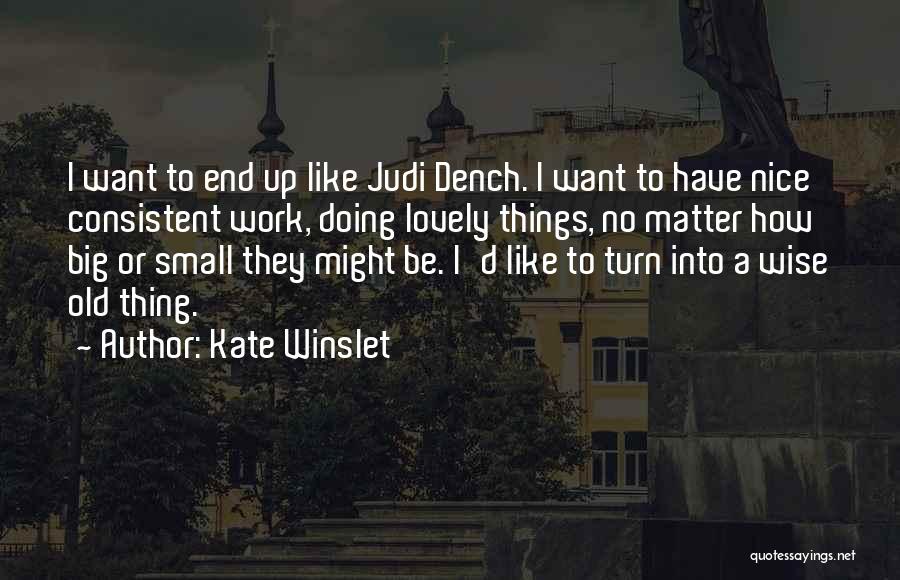 Kate Winslet Quotes: I Want To End Up Like Judi Dench. I Want To Have Nice Consistent Work, Doing Lovely Things, No Matter