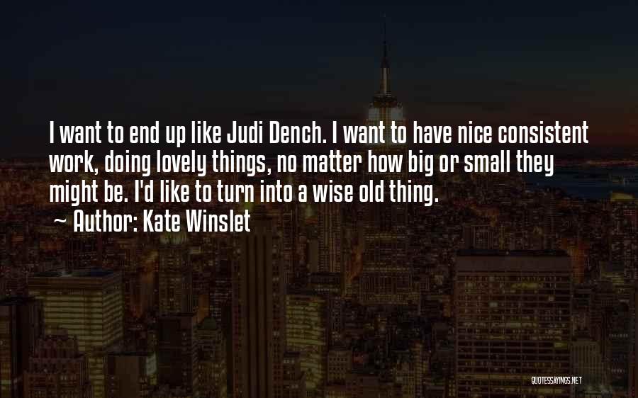 Kate Winslet Quotes: I Want To End Up Like Judi Dench. I Want To Have Nice Consistent Work, Doing Lovely Things, No Matter