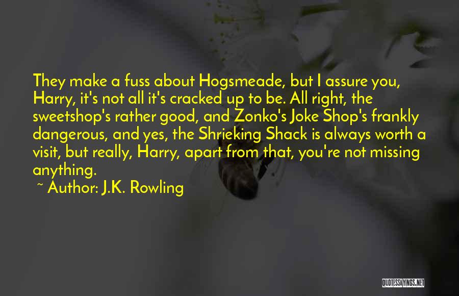 J.K. Rowling Quotes: They Make A Fuss About Hogsmeade, But I Assure You, Harry, It's Not All It's Cracked Up To Be. All