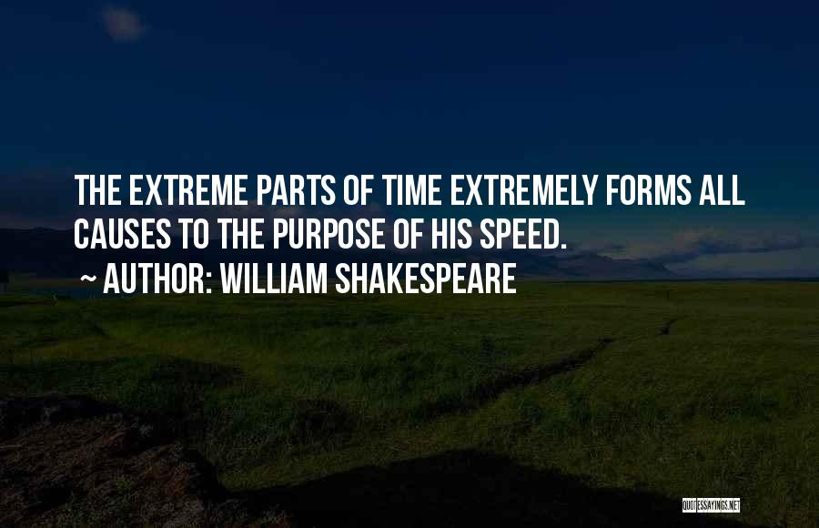 William Shakespeare Quotes: The Extreme Parts Of Time Extremely Forms All Causes To The Purpose Of His Speed.