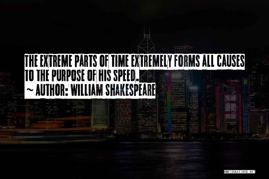 William Shakespeare Quotes: The Extreme Parts Of Time Extremely Forms All Causes To The Purpose Of His Speed.