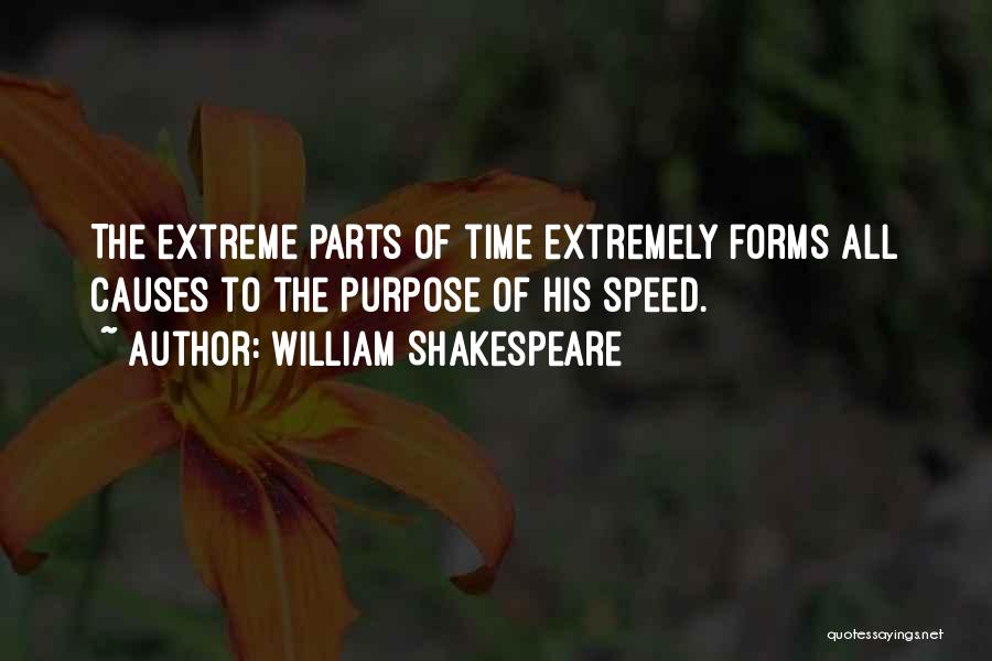 William Shakespeare Quotes: The Extreme Parts Of Time Extremely Forms All Causes To The Purpose Of His Speed.