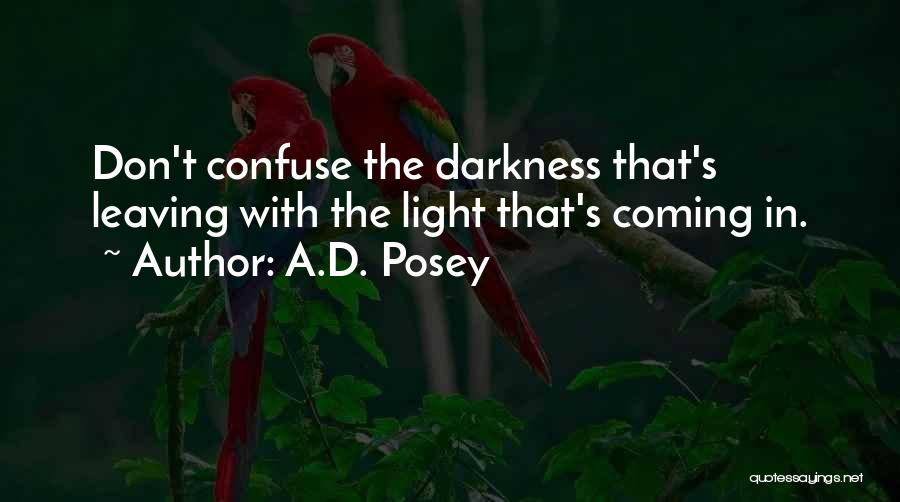 A.D. Posey Quotes: Don't Confuse The Darkness That's Leaving With The Light That's Coming In.