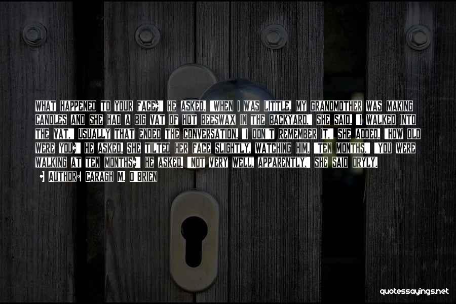 Caragh M. O'Brien Quotes: What Happened To Your Face?' He Asked. 'when I Was Little, My Grandmother Was Making Candles And She Had A