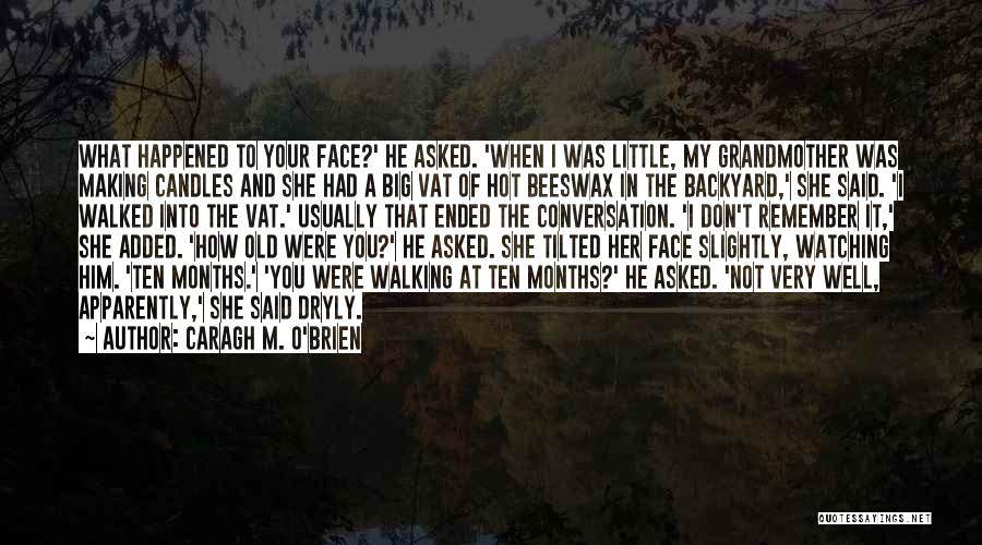 Caragh M. O'Brien Quotes: What Happened To Your Face?' He Asked. 'when I Was Little, My Grandmother Was Making Candles And She Had A