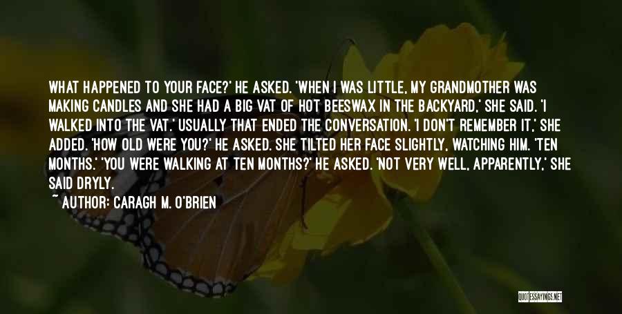 Caragh M. O'Brien Quotes: What Happened To Your Face?' He Asked. 'when I Was Little, My Grandmother Was Making Candles And She Had A