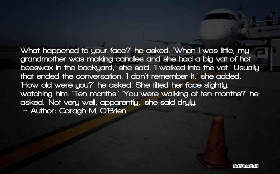 Caragh M. O'Brien Quotes: What Happened To Your Face?' He Asked. 'when I Was Little, My Grandmother Was Making Candles And She Had A