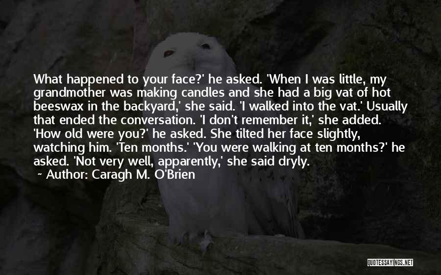 Caragh M. O'Brien Quotes: What Happened To Your Face?' He Asked. 'when I Was Little, My Grandmother Was Making Candles And She Had A