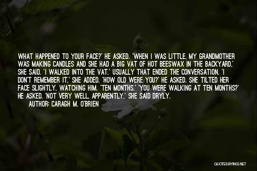 Caragh M. O'Brien Quotes: What Happened To Your Face?' He Asked. 'when I Was Little, My Grandmother Was Making Candles And She Had A