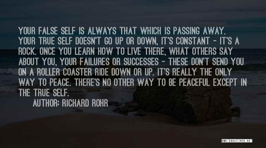 Richard Rohr Quotes: Your False Self Is Always That Which Is Passing Away. Your True Self Doesn't Go Up Or Down, It's Constant