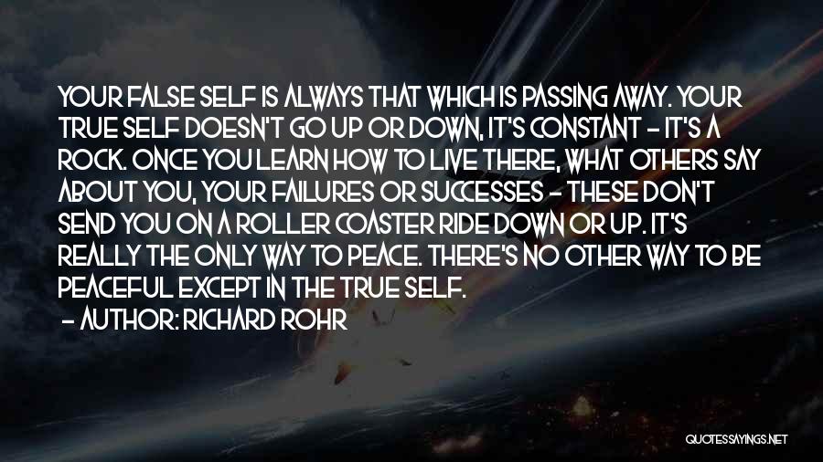 Richard Rohr Quotes: Your False Self Is Always That Which Is Passing Away. Your True Self Doesn't Go Up Or Down, It's Constant