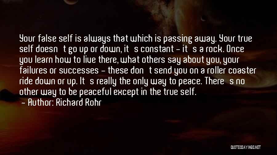 Richard Rohr Quotes: Your False Self Is Always That Which Is Passing Away. Your True Self Doesn't Go Up Or Down, It's Constant