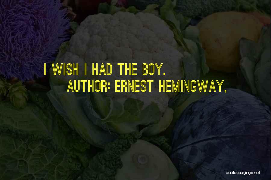 Ernest Hemingway, Quotes: I Wish I Had The Boy.