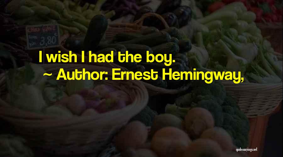Ernest Hemingway, Quotes: I Wish I Had The Boy.