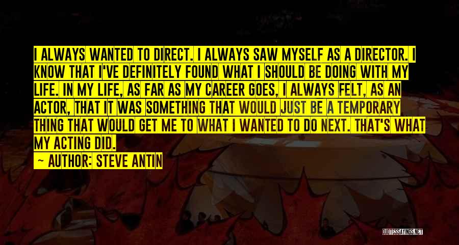 Steve Antin Quotes: I Always Wanted To Direct. I Always Saw Myself As A Director. I Know That I've Definitely Found What I