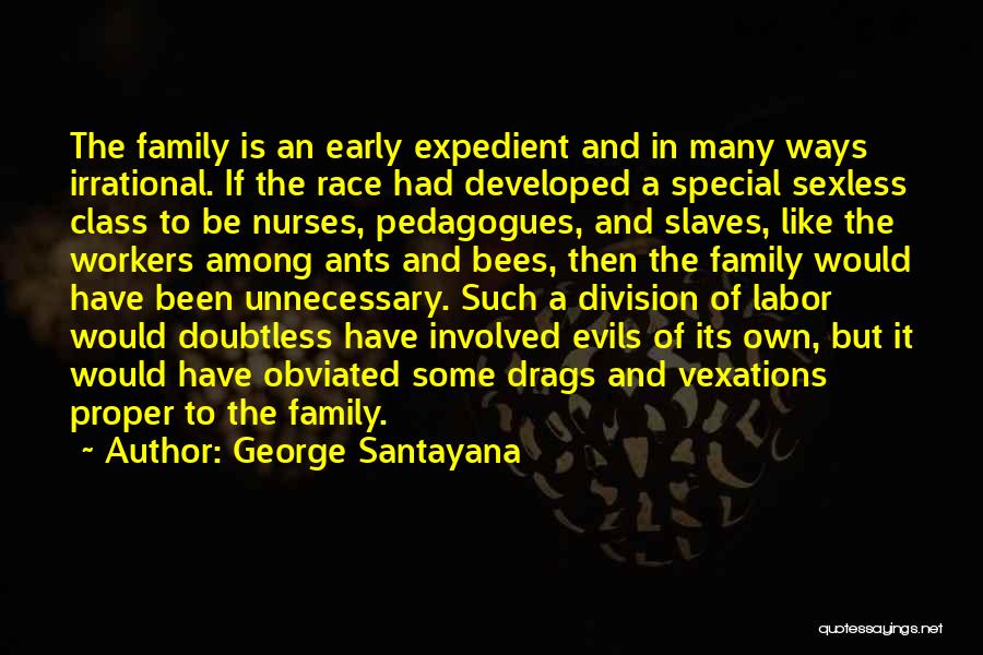George Santayana Quotes: The Family Is An Early Expedient And In Many Ways Irrational. If The Race Had Developed A Special Sexless Class