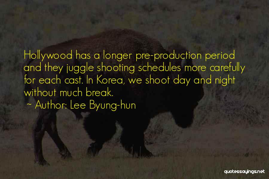 Lee Byung-hun Quotes: Hollywood Has A Longer Pre-production Period And They Juggle Shooting Schedules More Carefully For Each Cast. In Korea, We Shoot