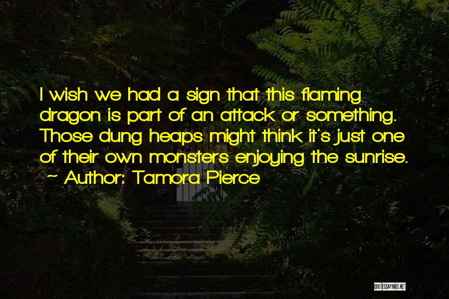 Tamora Pierce Quotes: I Wish We Had A Sign That This Flaming Dragon Is Part Of An Attack Or Something. Those Dung Heaps