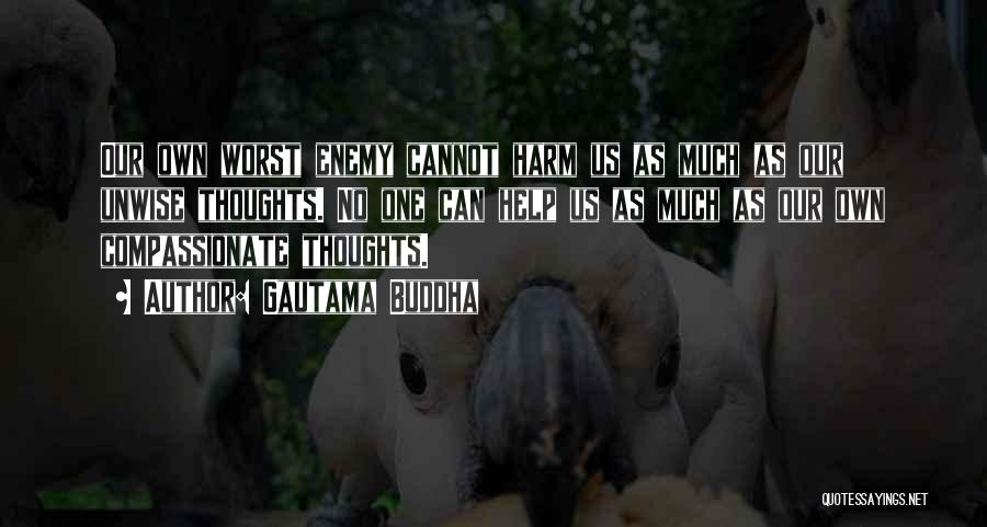 Gautama Buddha Quotes: Our Own Worst Enemy Cannot Harm Us As Much As Our Unwise Thoughts. No One Can Help Us As Much