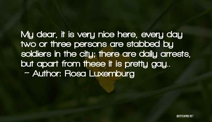 Rosa Luxemburg Quotes: My Dear, It Is Very Nice Here, Every Day Two Or Three Persons Are Stabbed By Soldiers In The City;