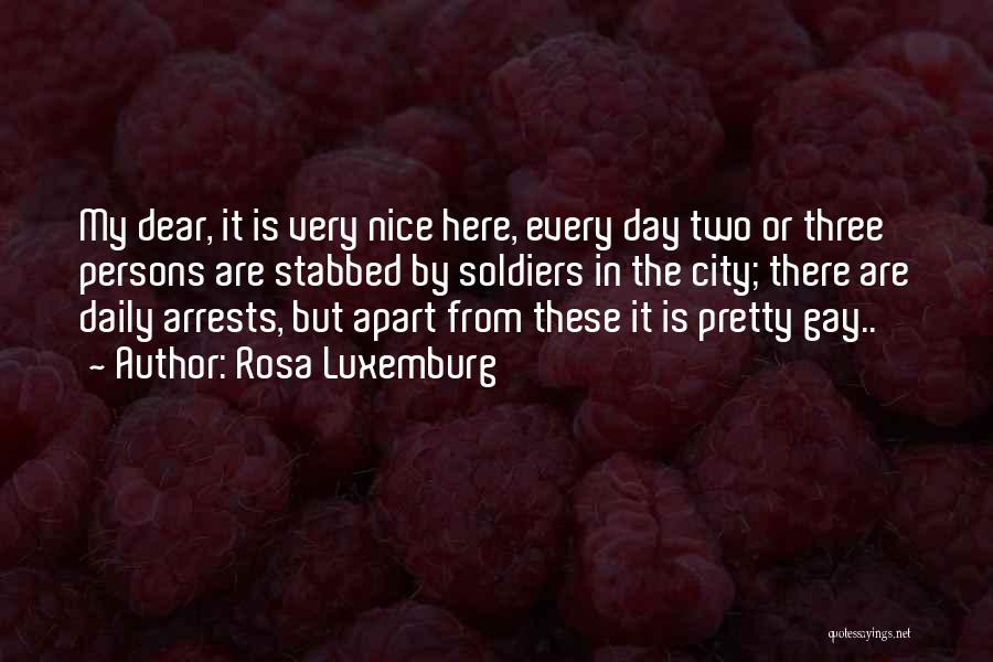 Rosa Luxemburg Quotes: My Dear, It Is Very Nice Here, Every Day Two Or Three Persons Are Stabbed By Soldiers In The City;