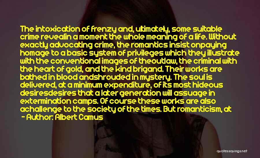 Albert Camus Quotes: The Intoxication Of Frenzy And, Ultimately, Some Suitable Crime Revealin A Moment The Whole Meaning Of A Life. Without Exactly