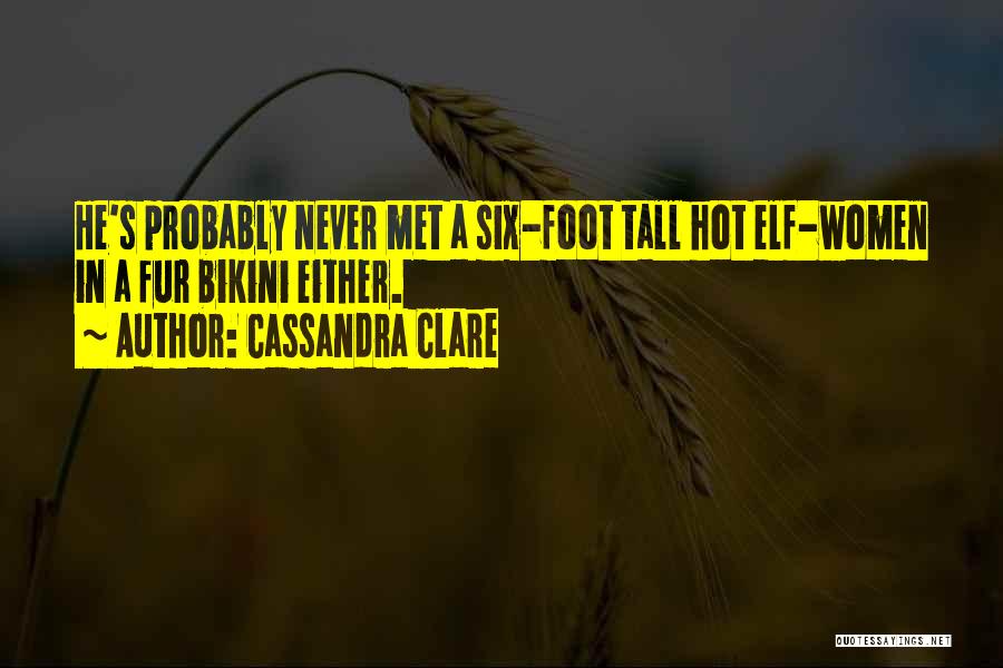 Cassandra Clare Quotes: He's Probably Never Met A Six-foot Tall Hot Elf-women In A Fur Bikini Either.