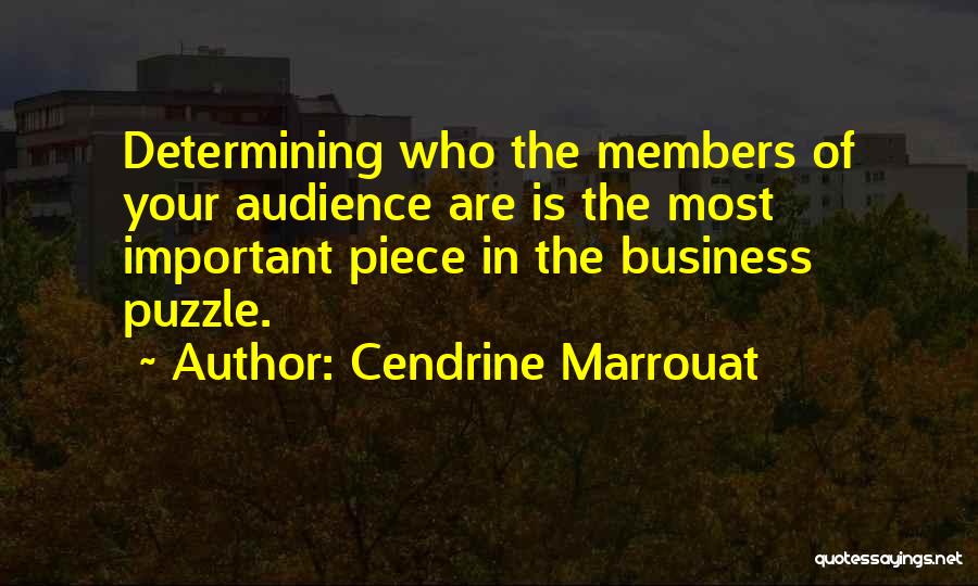 Cendrine Marrouat Quotes: Determining Who The Members Of Your Audience Are Is The Most Important Piece In The Business Puzzle.