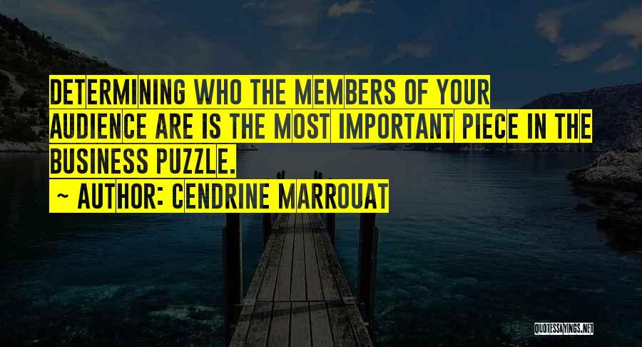 Cendrine Marrouat Quotes: Determining Who The Members Of Your Audience Are Is The Most Important Piece In The Business Puzzle.