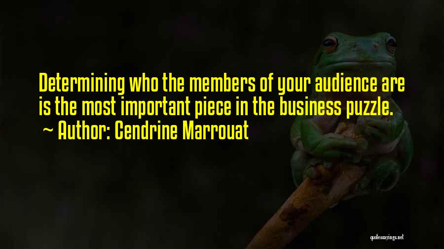 Cendrine Marrouat Quotes: Determining Who The Members Of Your Audience Are Is The Most Important Piece In The Business Puzzle.