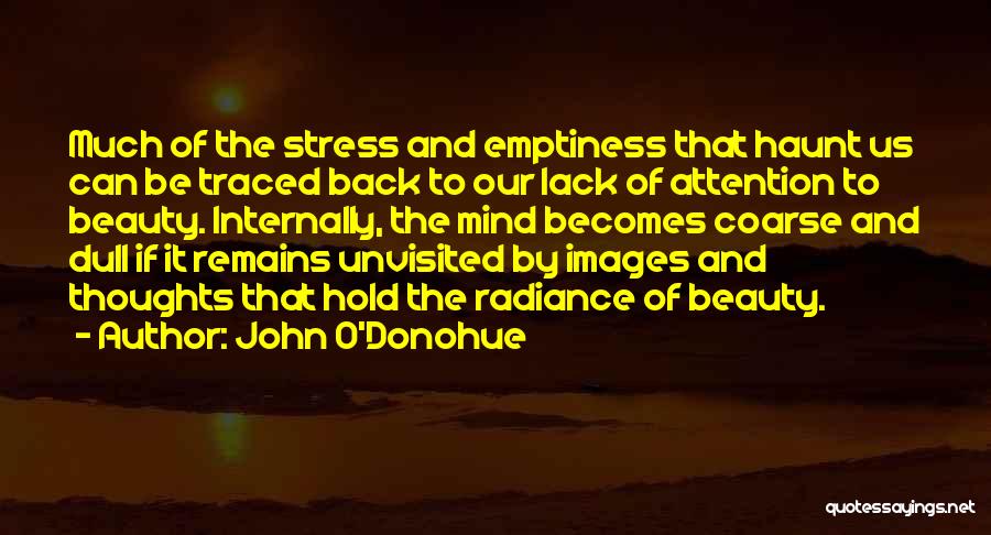John O'Donohue Quotes: Much Of The Stress And Emptiness That Haunt Us Can Be Traced Back To Our Lack Of Attention To Beauty.