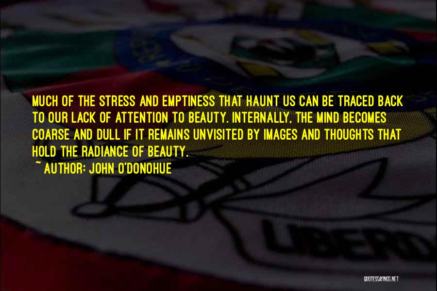 John O'Donohue Quotes: Much Of The Stress And Emptiness That Haunt Us Can Be Traced Back To Our Lack Of Attention To Beauty.