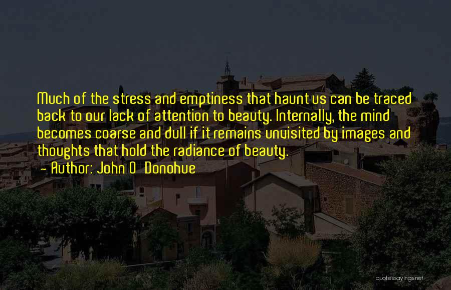 John O'Donohue Quotes: Much Of The Stress And Emptiness That Haunt Us Can Be Traced Back To Our Lack Of Attention To Beauty.