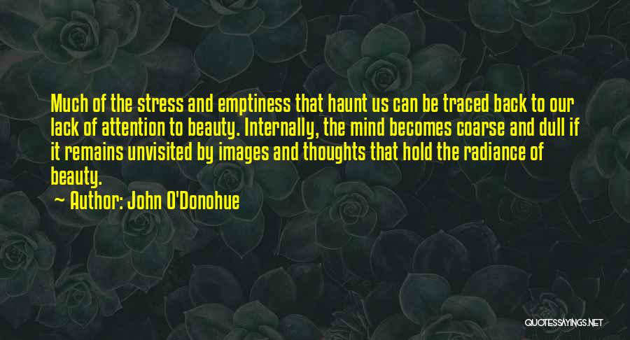 John O'Donohue Quotes: Much Of The Stress And Emptiness That Haunt Us Can Be Traced Back To Our Lack Of Attention To Beauty.