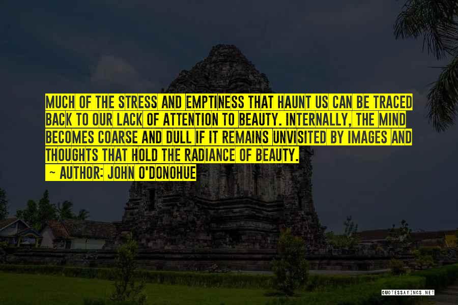 John O'Donohue Quotes: Much Of The Stress And Emptiness That Haunt Us Can Be Traced Back To Our Lack Of Attention To Beauty.