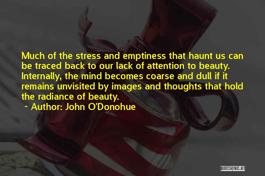 John O'Donohue Quotes: Much Of The Stress And Emptiness That Haunt Us Can Be Traced Back To Our Lack Of Attention To Beauty.