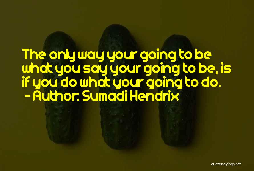 Sumadi Hendrix Quotes: The Only Way Your Going To Be What You Say Your Going To Be, Is If You Do What Your