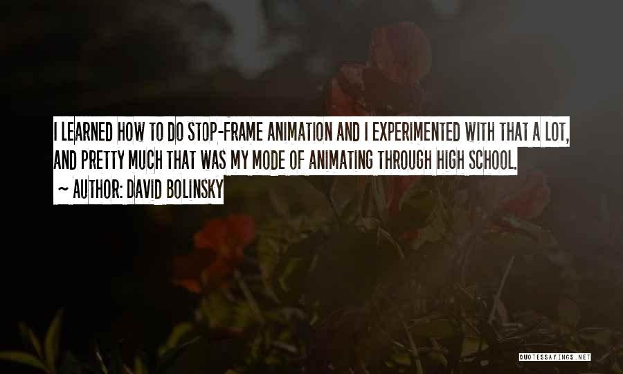 David Bolinsky Quotes: I Learned How To Do Stop-frame Animation And I Experimented With That A Lot, And Pretty Much That Was My