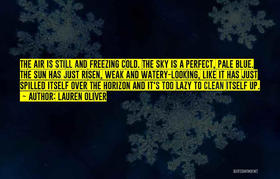 Lauren Oliver Quotes: The Air Is Still And Freezing Cold. The Sky Is A Perfect, Pale Blue. The Sun Has Just Risen, Weak