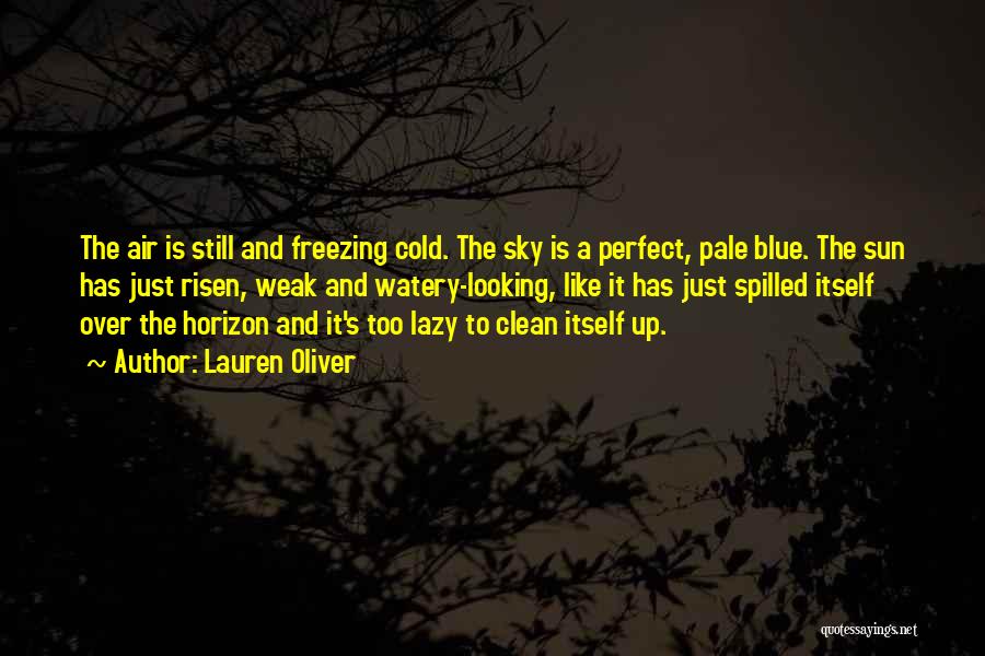 Lauren Oliver Quotes: The Air Is Still And Freezing Cold. The Sky Is A Perfect, Pale Blue. The Sun Has Just Risen, Weak