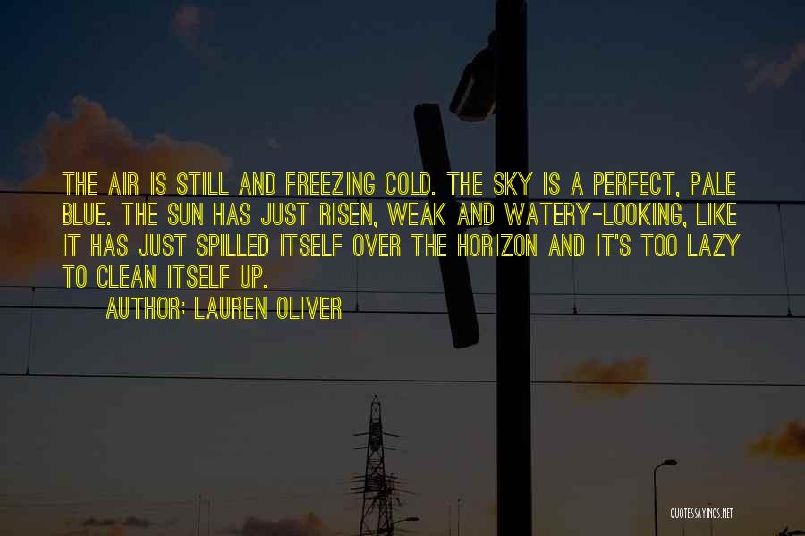 Lauren Oliver Quotes: The Air Is Still And Freezing Cold. The Sky Is A Perfect, Pale Blue. The Sun Has Just Risen, Weak