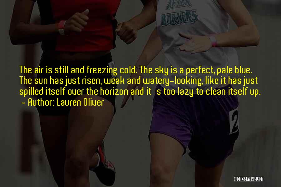 Lauren Oliver Quotes: The Air Is Still And Freezing Cold. The Sky Is A Perfect, Pale Blue. The Sun Has Just Risen, Weak