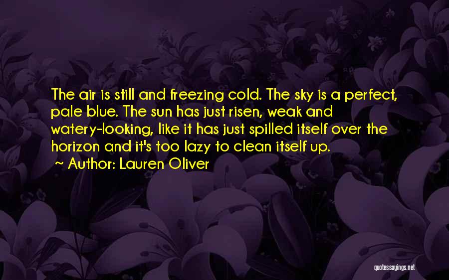 Lauren Oliver Quotes: The Air Is Still And Freezing Cold. The Sky Is A Perfect, Pale Blue. The Sun Has Just Risen, Weak