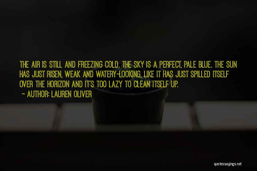 Lauren Oliver Quotes: The Air Is Still And Freezing Cold. The Sky Is A Perfect, Pale Blue. The Sun Has Just Risen, Weak