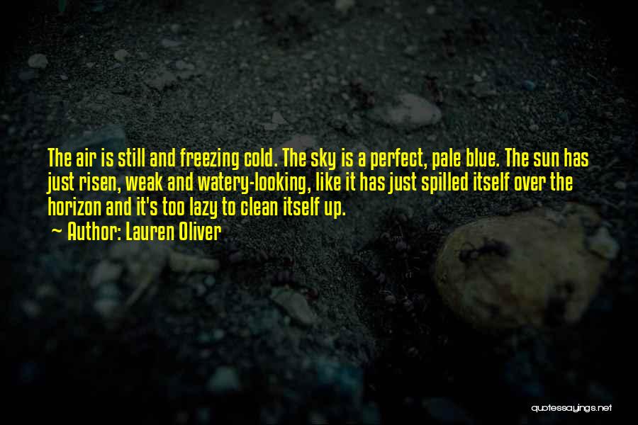 Lauren Oliver Quotes: The Air Is Still And Freezing Cold. The Sky Is A Perfect, Pale Blue. The Sun Has Just Risen, Weak