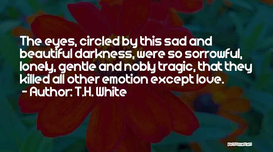 T.H. White Quotes: The Eyes, Circled By This Sad And Beautiful Darkness, Were So Sorrowful, Lonely, Gentle And Nobly Tragic, That They Killed