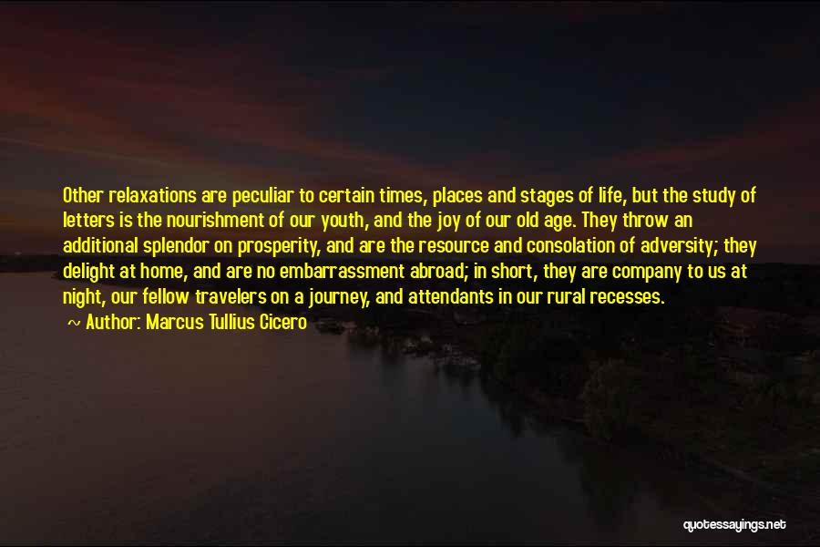 Marcus Tullius Cicero Quotes: Other Relaxations Are Peculiar To Certain Times, Places And Stages Of Life, But The Study Of Letters Is The Nourishment