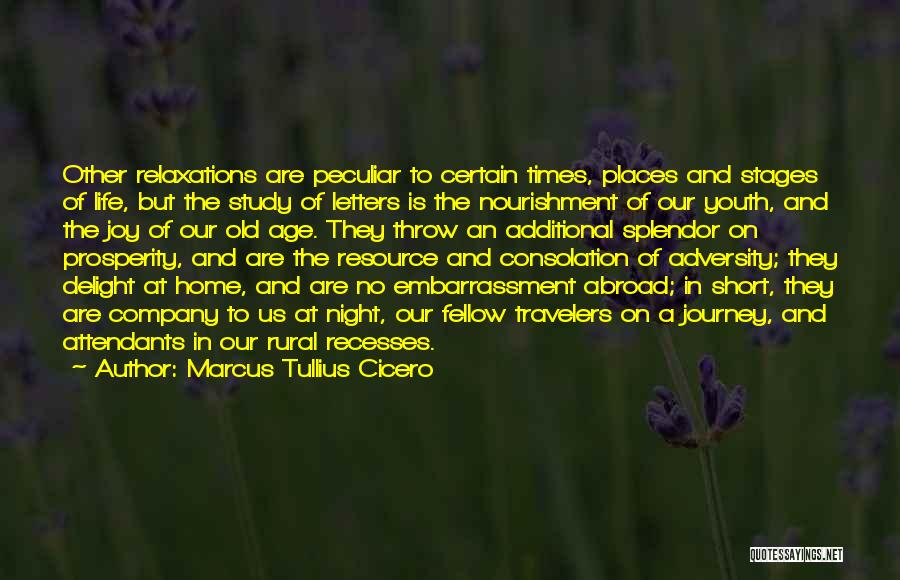 Marcus Tullius Cicero Quotes: Other Relaxations Are Peculiar To Certain Times, Places And Stages Of Life, But The Study Of Letters Is The Nourishment